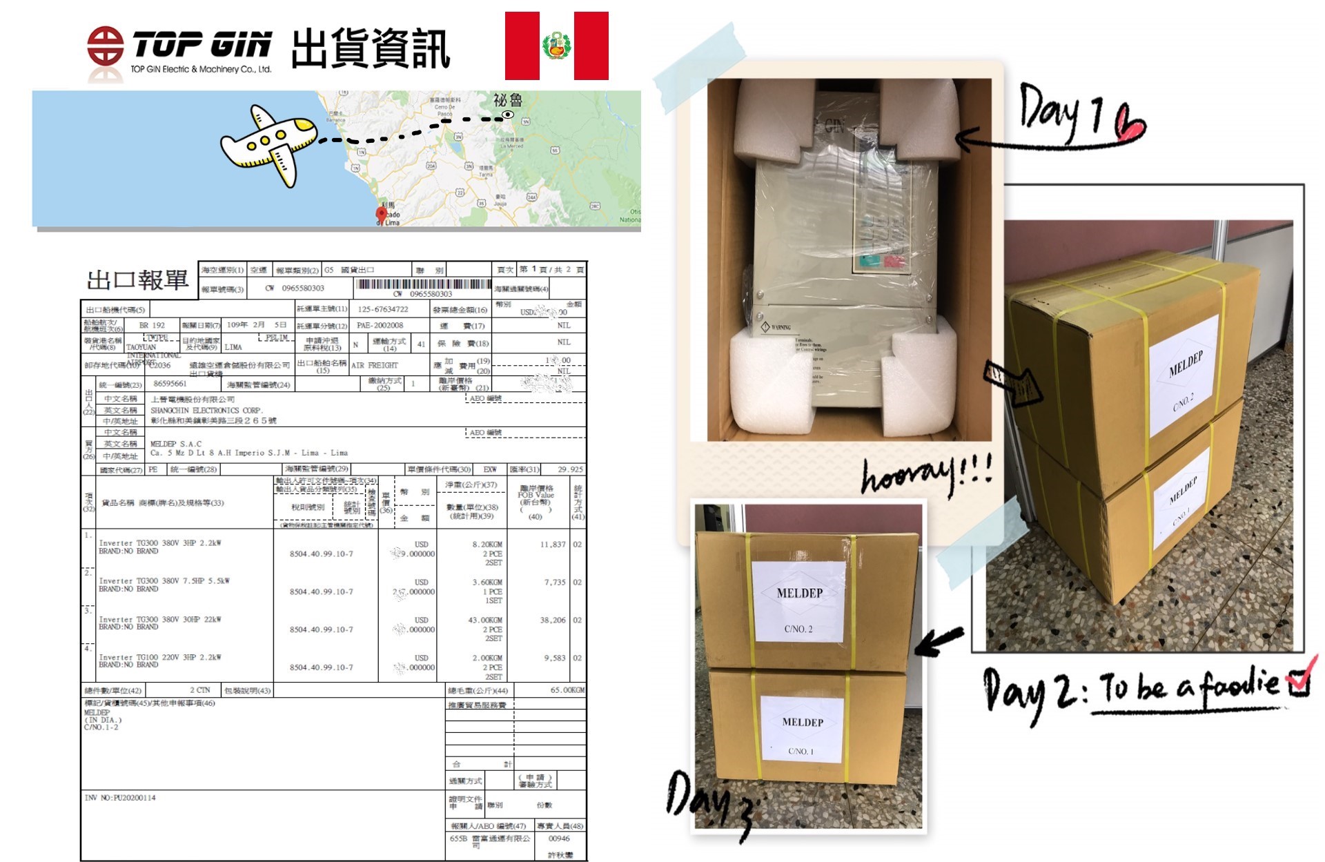 上晉變頻器，外銷祕魯，